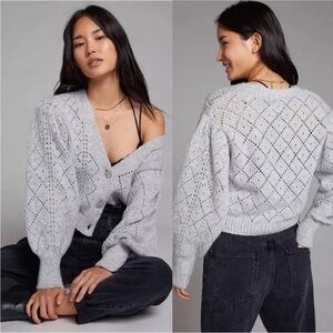 Anthropologie Maeve Pointelle Chunky Knit Sweater